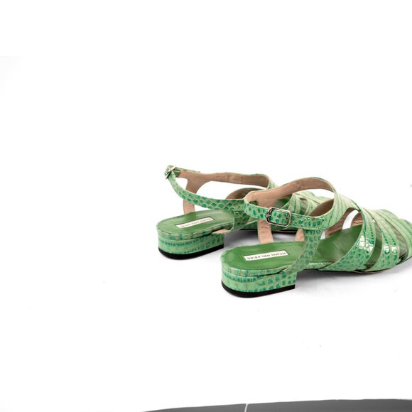 Dries Van Noten Green Embossed Leather Sandals - Size 37 - Picture 3 of 8